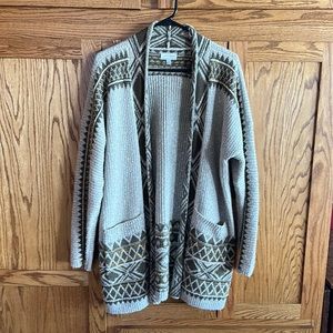 Lucky Brand Womens Aztec Tribal Open Front Sweater Cardigan